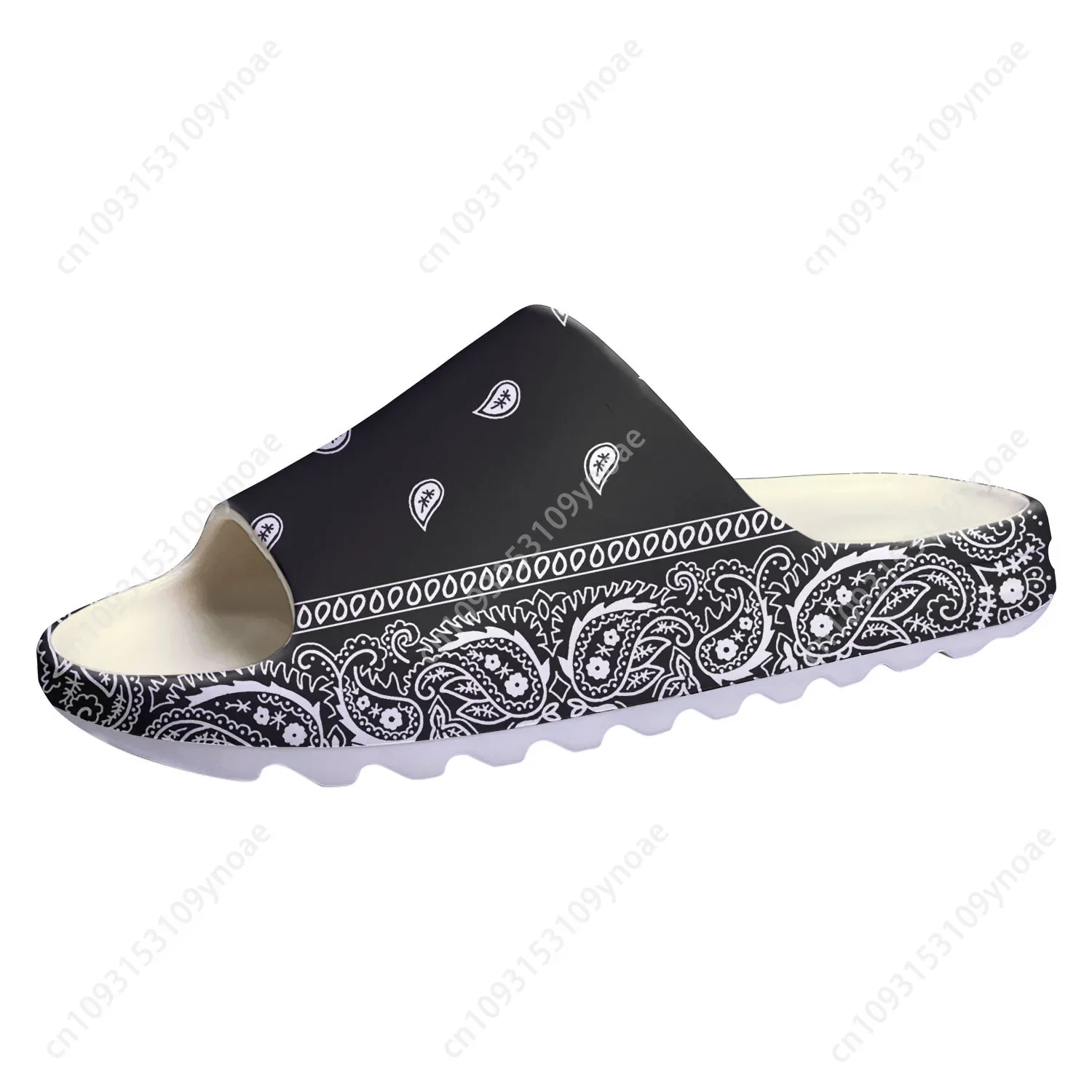 Bandana Blank White - Klapki Bandana Paisley Miękka Podeszwa Domowe